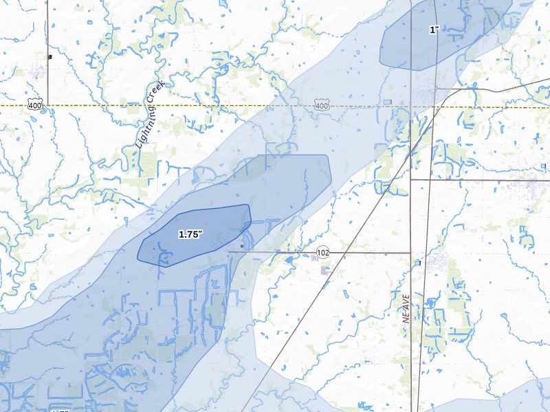 NEXRAD radar-signature map of the hail storm over Cherokee, KS on Apr 28, 2026