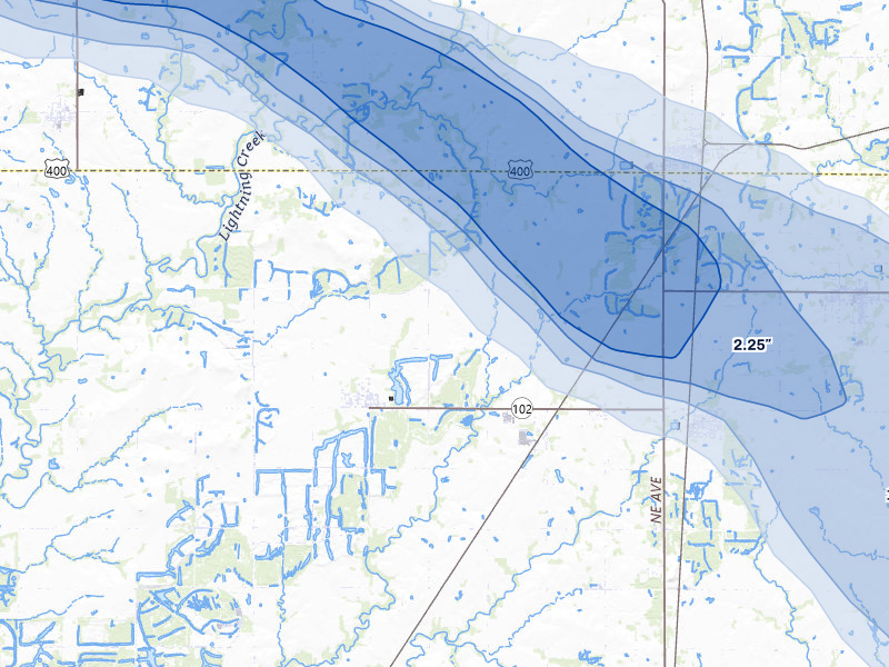 NEXRAD radar-signature map of the hail storm over Cherokee, KS on Jun 25, 2026