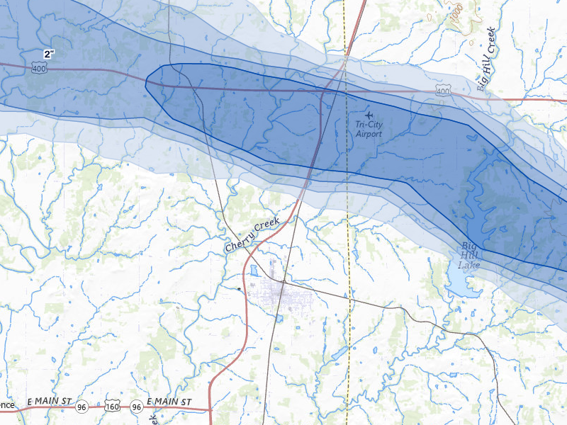 NEXRAD radar-signature map of the hail storm over Cherryvale, KS on Jun 25, 2026