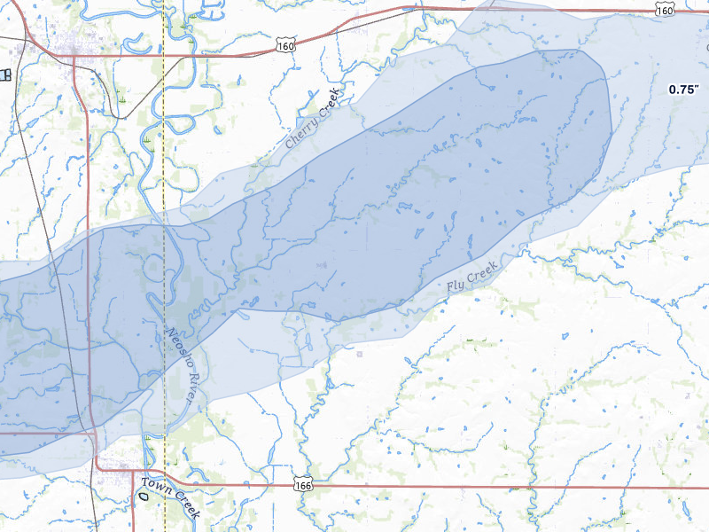 NEXRAD radar-signature map of the hail storm over Chetopa, KS on May 30, 2026