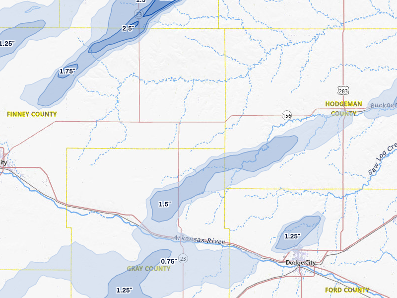 NEXRAD radar-signature map of the hail storm over Cimarron, KS on Jun 9, 2026