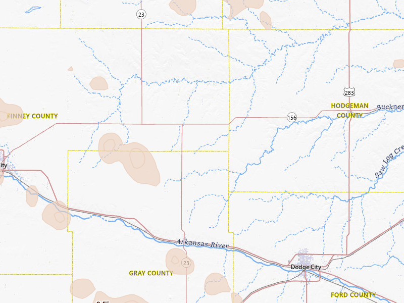 Radar-estimated hail-size map of the storm over Cimarron, KS