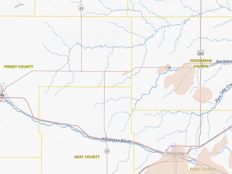 Radar-estimated hail-size map of the storm over Cimarron, KS on Jul 23, 2026