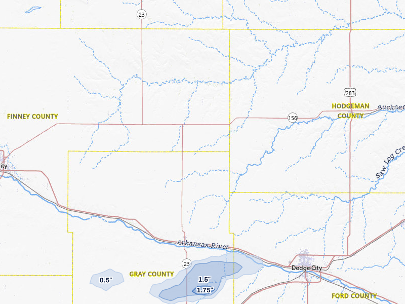 NEXRAD radar-signature map of the hail storm over Cimarron, KS on Jul 30, 2026