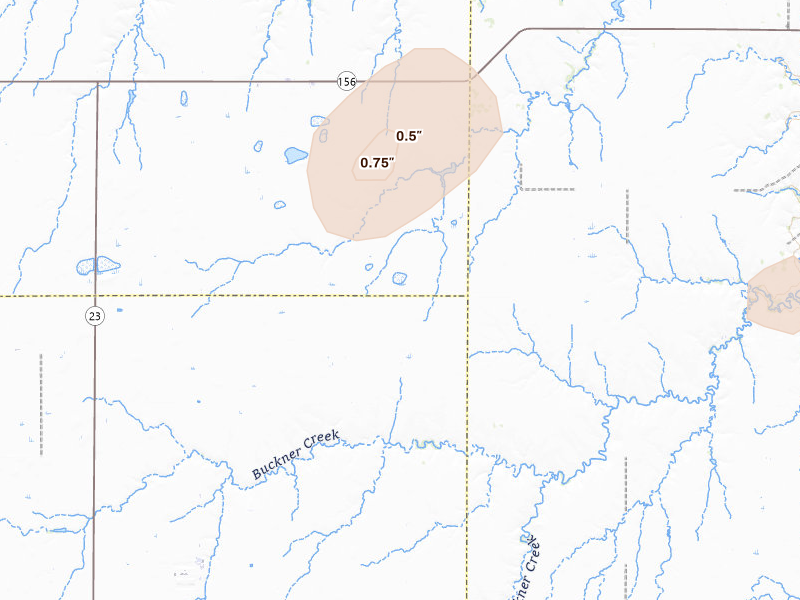 Radar-estimated hail-size map of the storm over Cimarron, KS