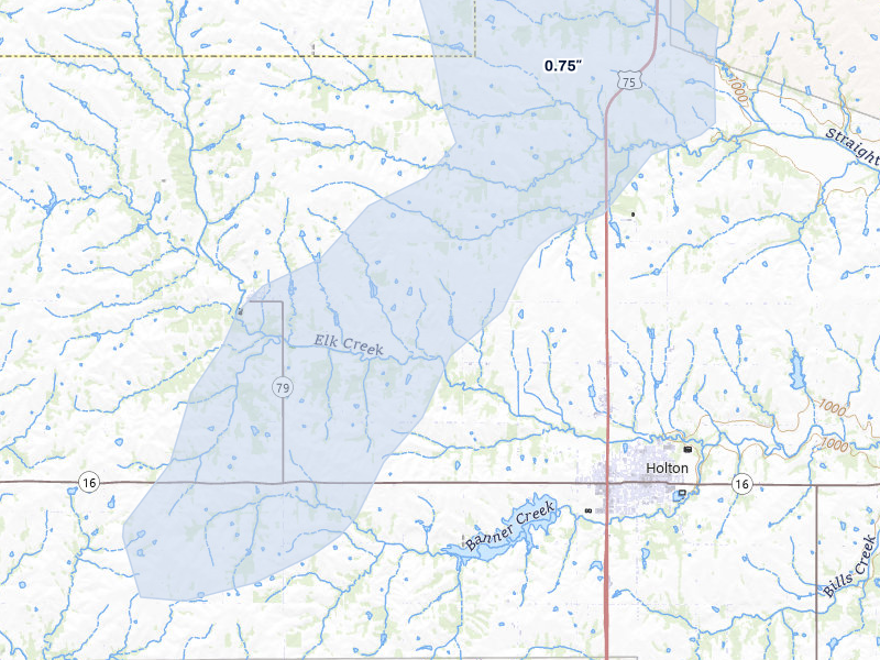NEXRAD radar-signature map of the hail over Circleville, KS