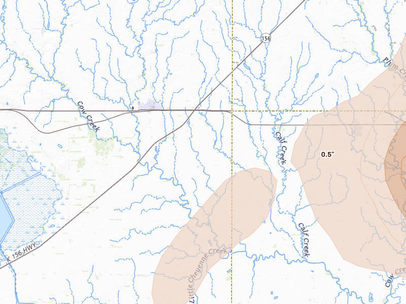 Radar-estimated hail-size map of the storm over Claflin, KS on Apr 26, 2026