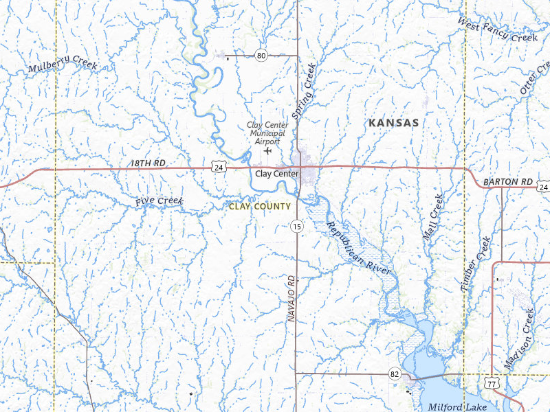 Radar-estimated hail-size map of the storm over Clay Center, KS on May 16, 2026