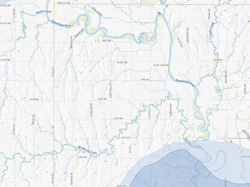 NEXRAD radar-signature map of the hail storm over Clifton, KS on Aug 15, 2026