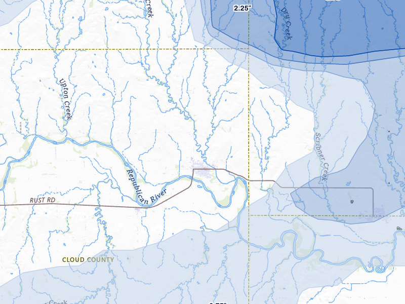 NEXRAD radar-signature map of the hail storm over Clyde, KS on Apr 9, 2026