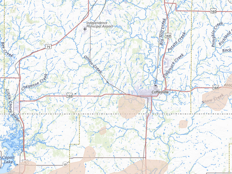 Radar-estimated hail-size map of the storm over Coffeyville, KS on Apr 28, 2026