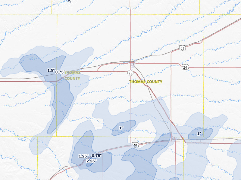 NEXRAD radar-signature map of the hail storm over Colby, KS on Jul 3, 2026