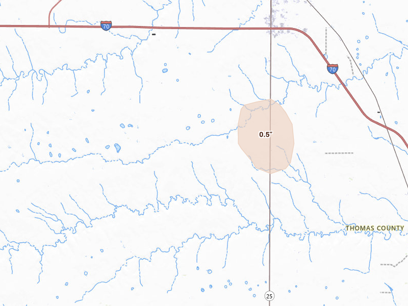 Radar-estimated hail-size map of the storm over Colby, KS