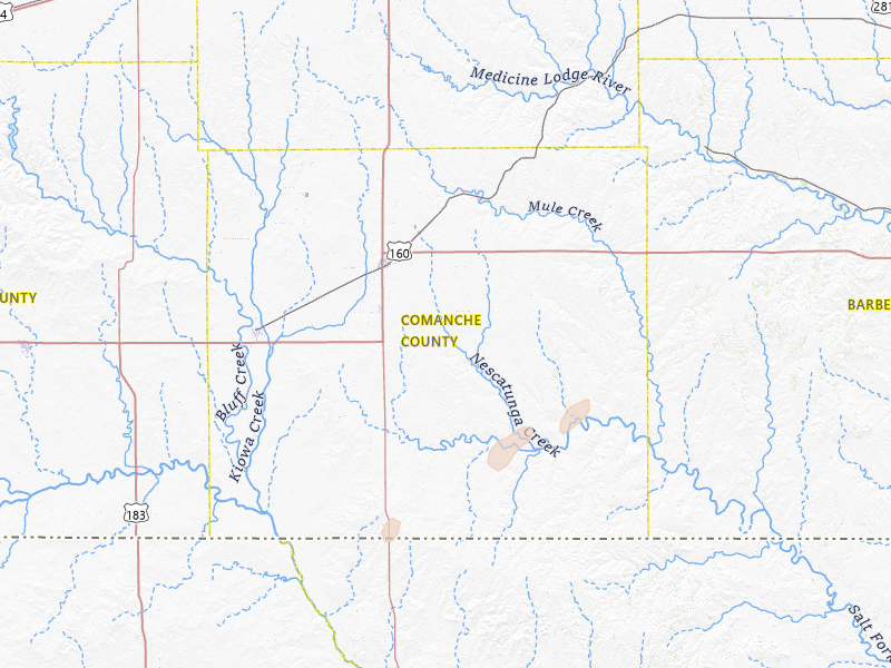 Radar-estimated hail-size map of the storm over Coldwater, KS on Apr 11, 2026
