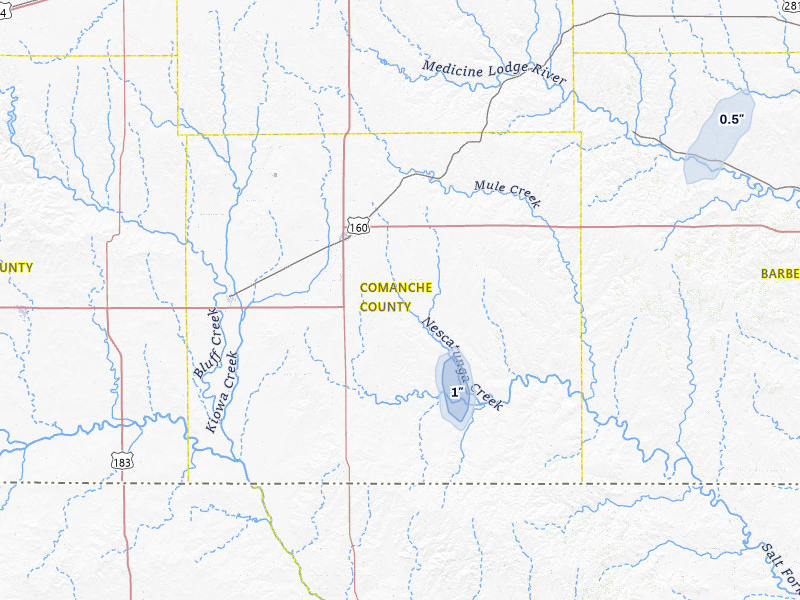 NEXRAD radar-signature map of the hail over Coldwater, KS