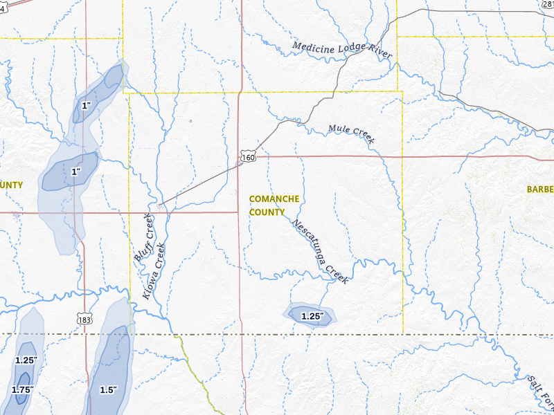 NEXRAD radar-signature map of the hail storm over Coldwater, KS on Jun 3, 2026