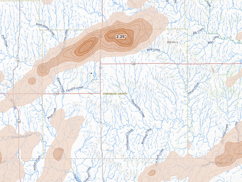 Radar-estimated hail-size map of the storm over Coldwater, KS