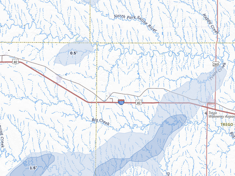 NEXRAD radar-signature map of the hail storm over Collyer, KS on Jul 9, 2026