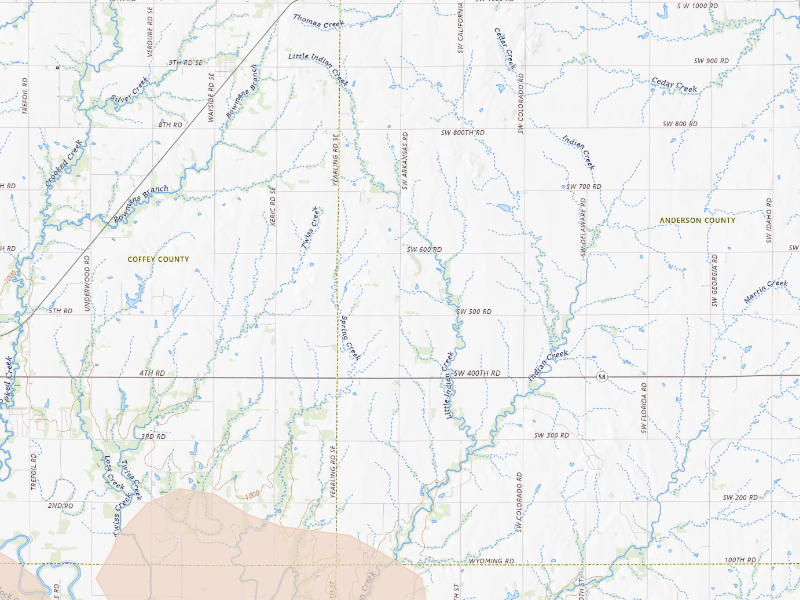 Radar-estimated hail-size map of the storm over Colony, KS on Sep 12, 2026