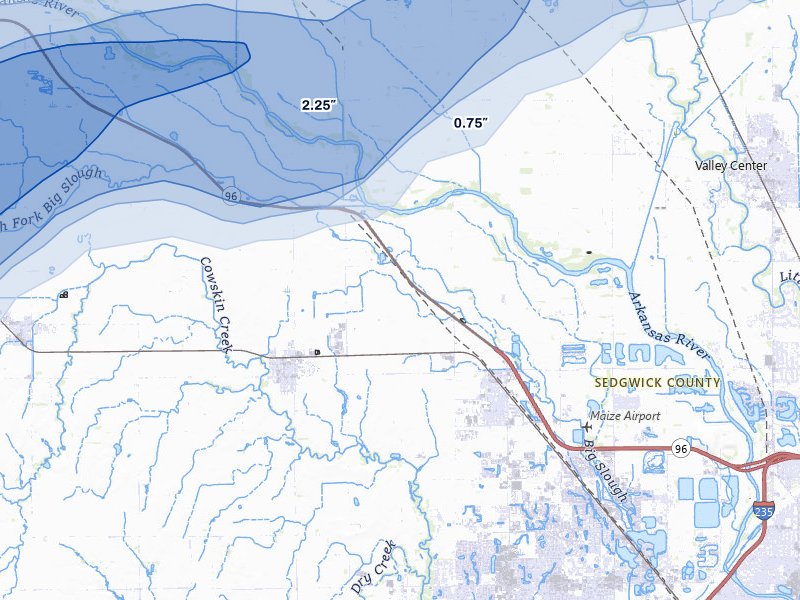 NEXRAD radar-signature map of the hail storm over Colwich, KS on Apr 11, 2026