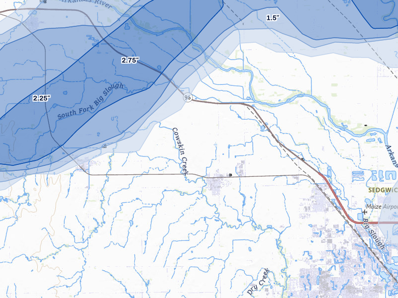 NEXRAD radar-signature map of the hail storm over Colwich, KS on May 30, 2026