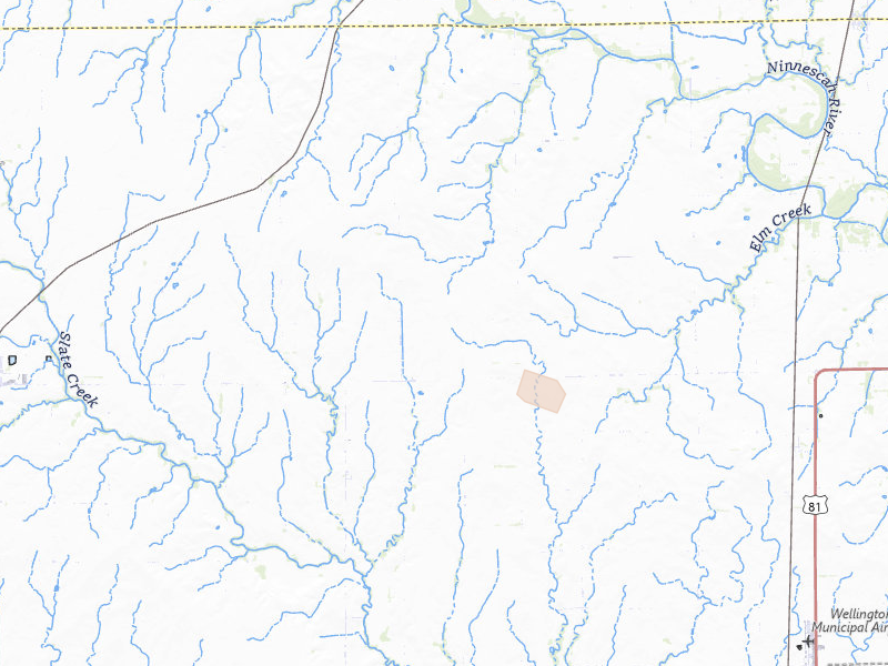 Radar-estimated hail-size map of the storm over Conway Springs, KS on Aug 22, 2026