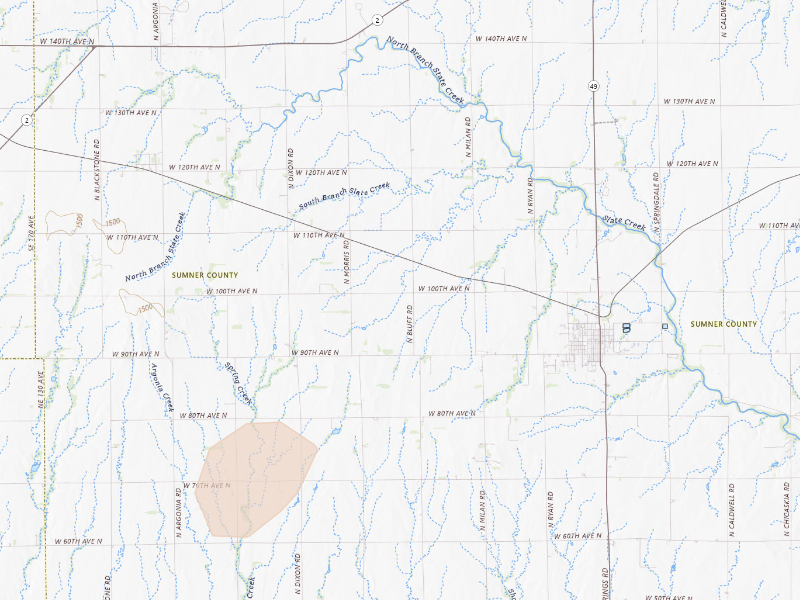 Radar-estimated hail-size map of the storm over Conway Springs, KS