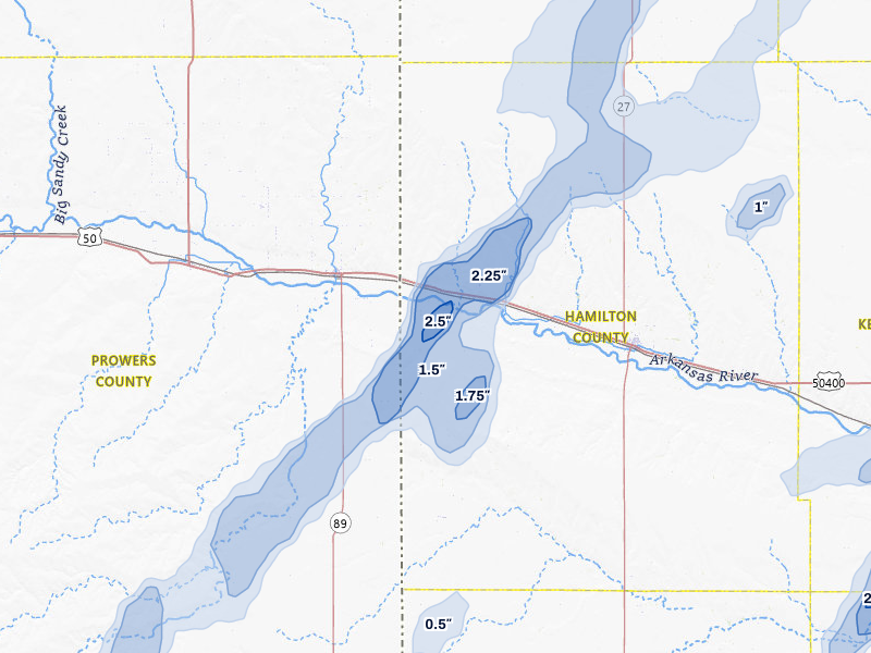 NEXRAD radar-signature map of the hail storm over Coolidge, KS on Jun 30, 2026