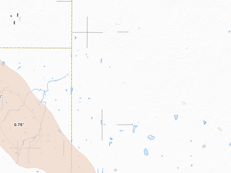 Radar-estimated hail-size map of the storm over Copeland, KS on Jun 15, 2026