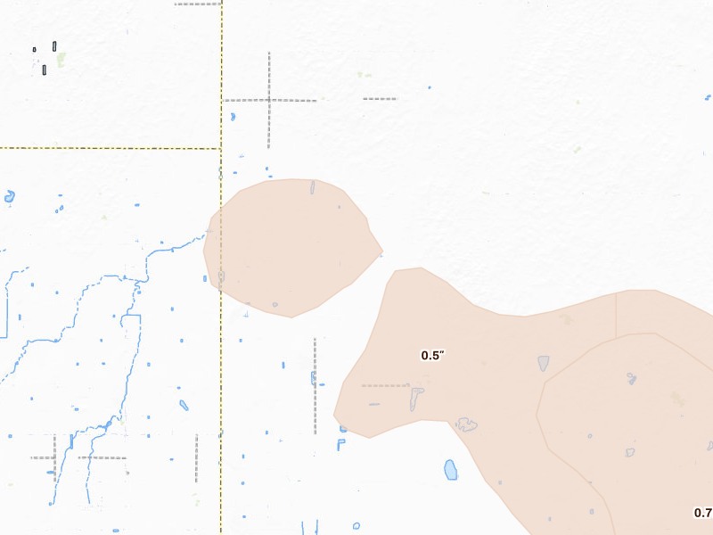 Radar-estimated hail-size map of the storm over Copeland, KS