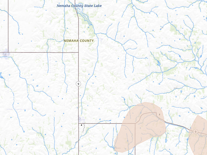 Radar-estimated hail-size map of the storm over Corning, KS on Apr 9, 2026