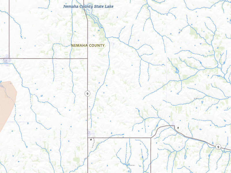 Radar-estimated hail-size map of the storm over Corning, KS on Jul 8, 2026