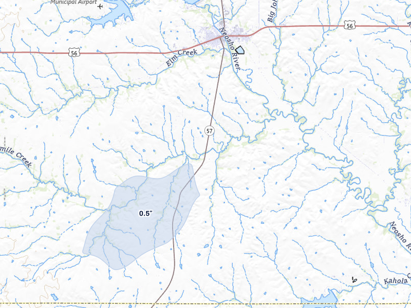NEXRAD radar-signature map of the hail over Council Grove, KS