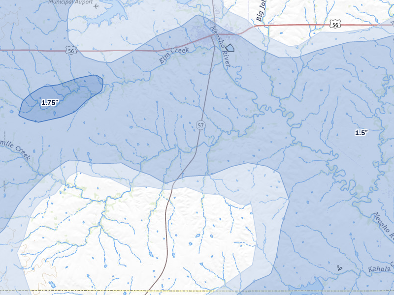 NEXRAD radar-signature map of the hail over Council Grove, KS