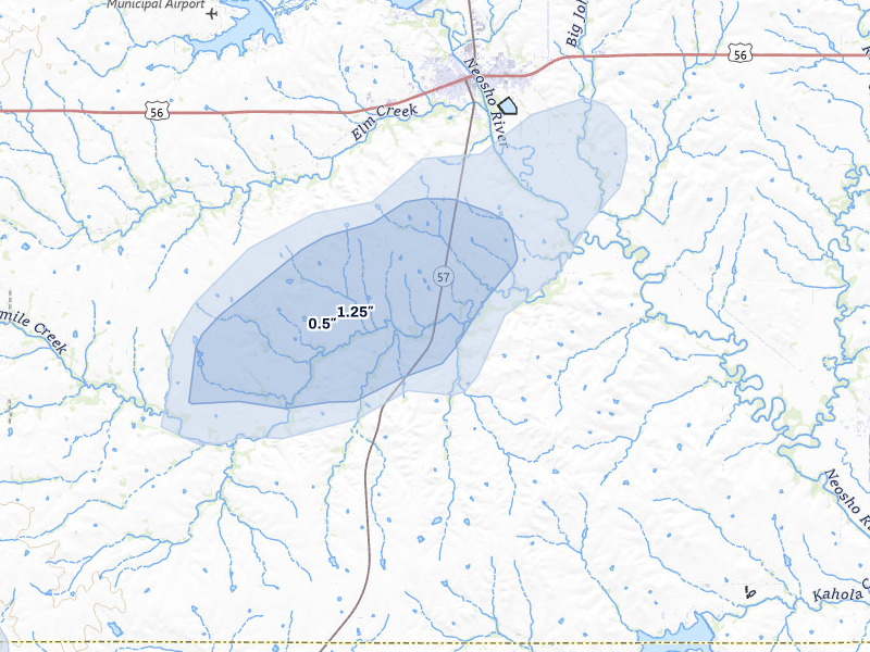 NEXRAD radar-signature map of the hail over Council Grove, KS