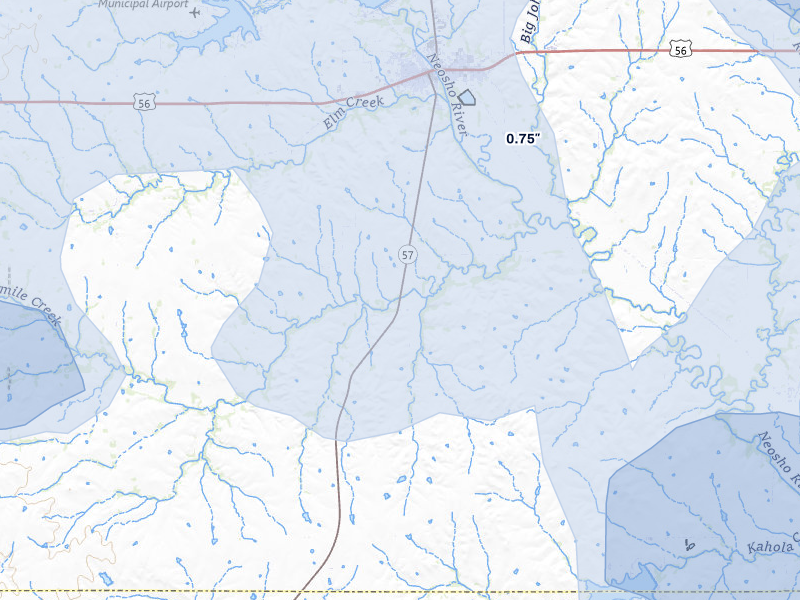 NEXRAD radar-signature map of the hail storm over Council Grove, KS on Jul 3, 2026