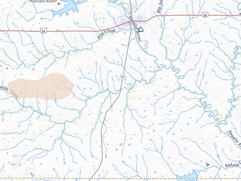 Radar-estimated hail-size map of the storm over Council Grove, KS on Jul 4, 2026