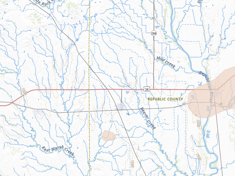 Radar-estimated hail-size map of the storm over Courtland, KS on Apr 9, 2026