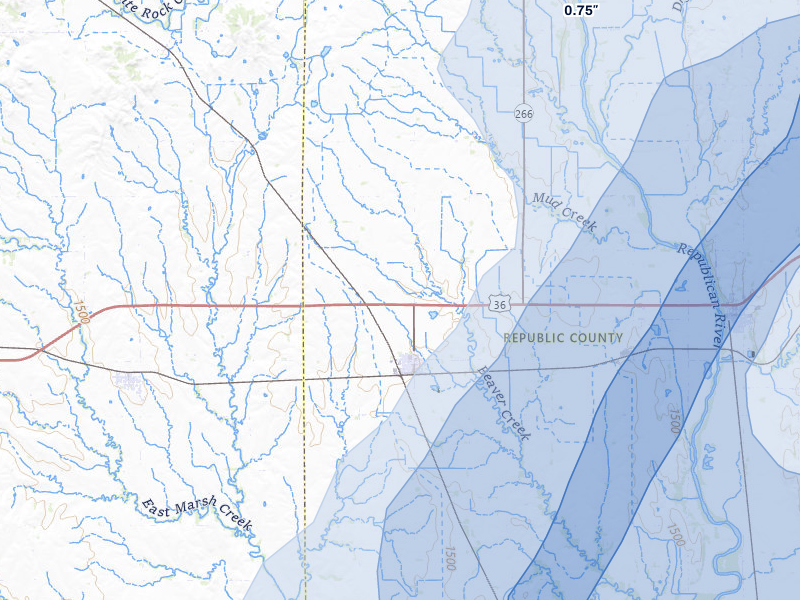 NEXRAD radar-signature map of the hail storm over Courtland, KS on May 18, 2026