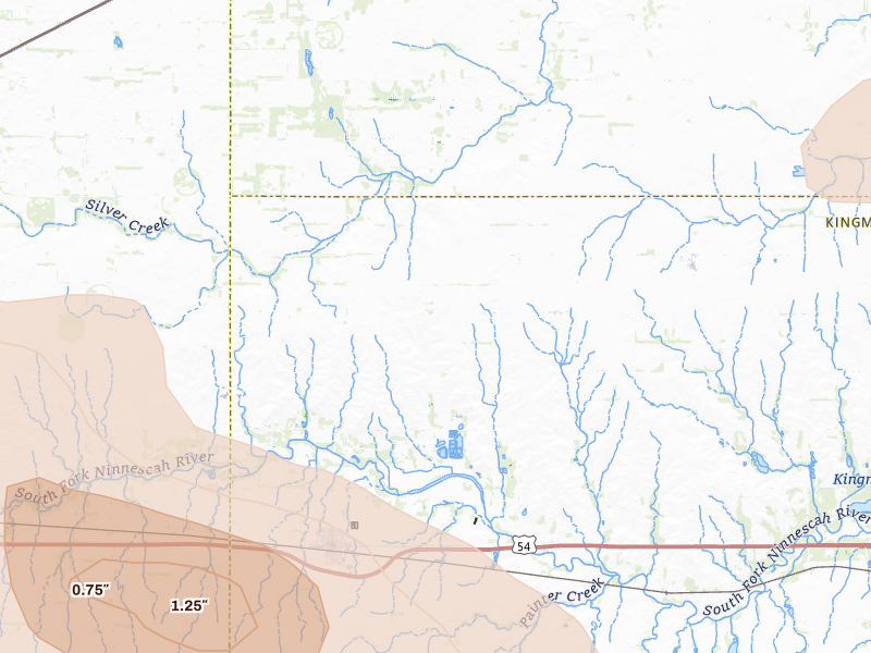 Radar-estimated hail-size map of the storm over Cunningham, KS