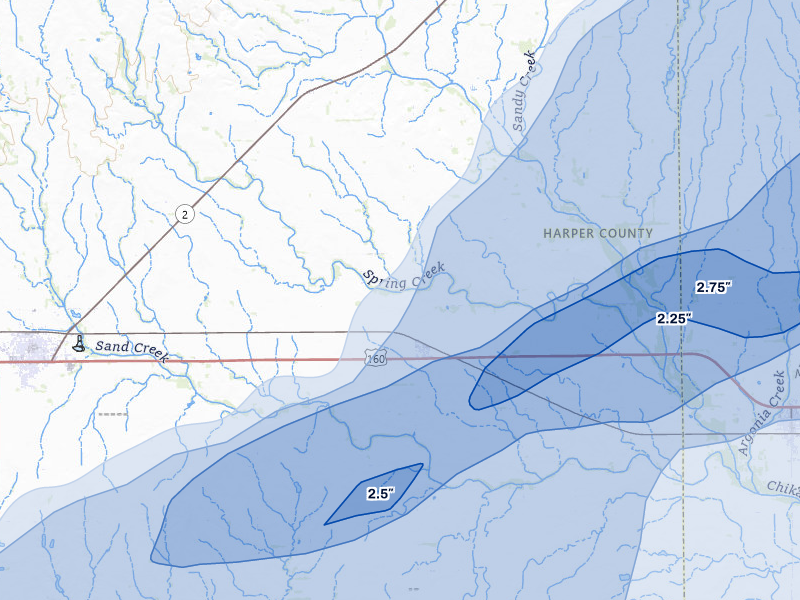 NEXRAD radar-signature map of the hail over Danville, KS