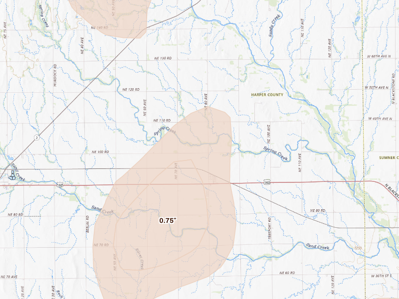 Radar-estimated hail-size map of the storm over Danville, KS