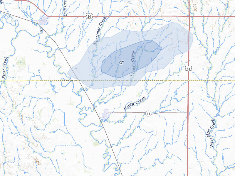 NEXRAD radar-signature map of the hail storm over Delphos, KS on Apr 10, 2026