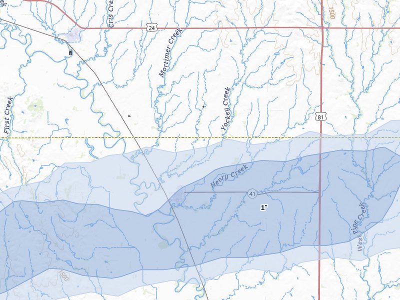 NEXRAD radar-signature map of the hail storm over Delphos, KS on May 16, 2026