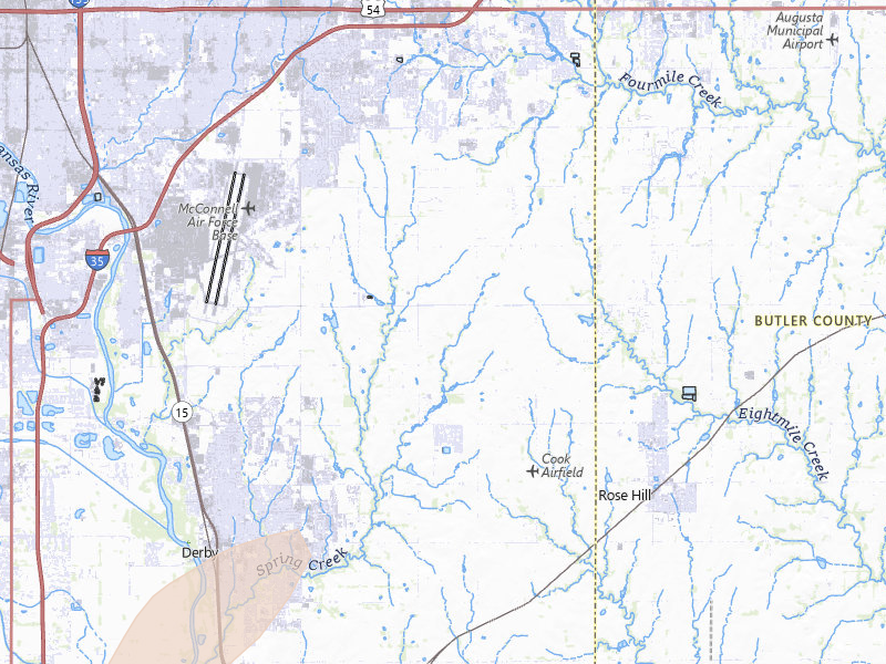 Radar-estimated hail-size map of the storm over Derby, KS on Mar 5, 2026