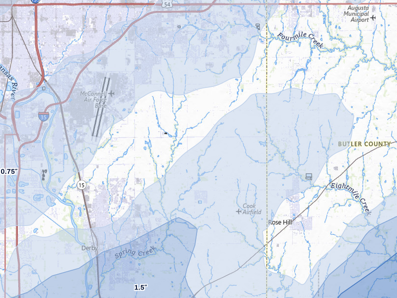 NEXRAD radar-signature map of the hail over Derby, KS