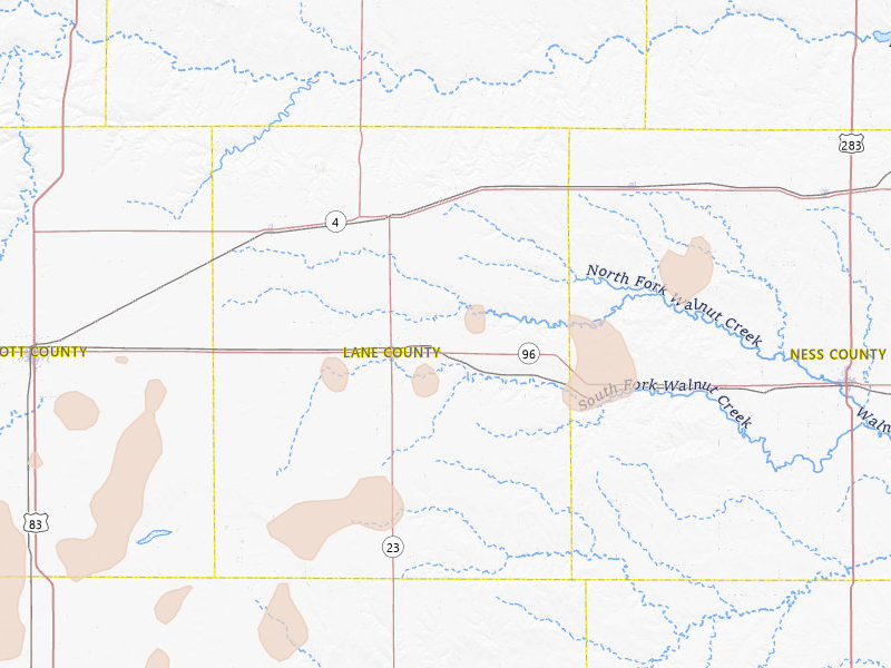 Radar-estimated hail-size map of the storm over Dighton, KS on Jun 30, 2026
