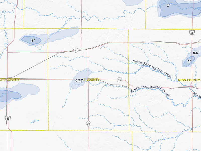 NEXRAD radar-signature map of the hail storm over Dighton, KS on Jul 9, 2026