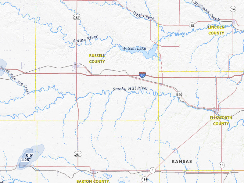 NEXRAD radar-signature map of the hail storm over Dorrance, KS on Jun 9, 2026