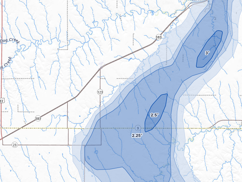 NEXRAD radar-signature map of the hail storm over Dresden, KS on Aug 13, 2026